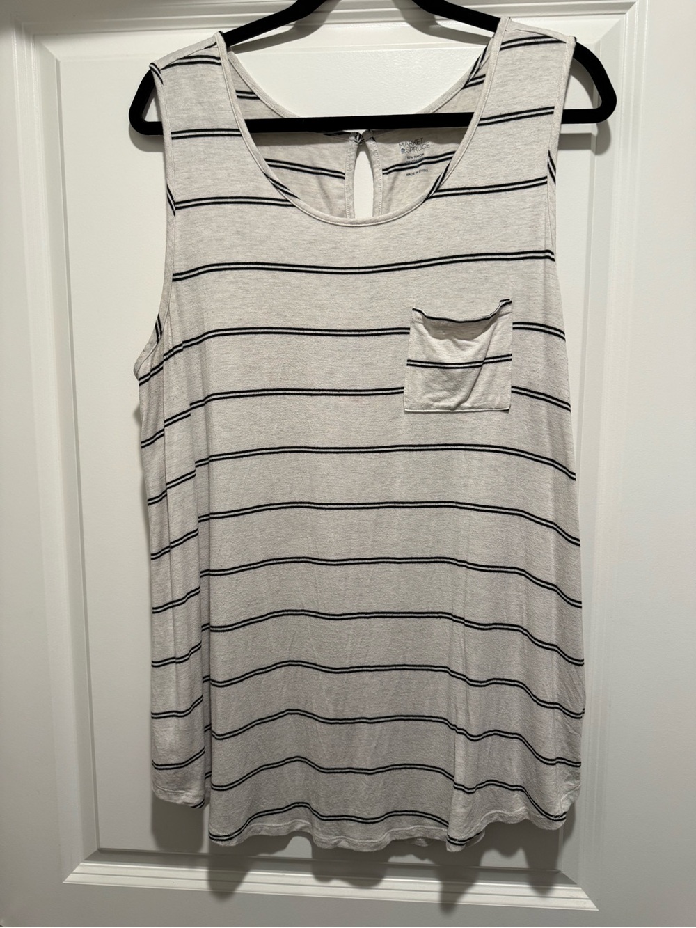 Market & Spruce Striped Sleeveless Pocket Tank Top